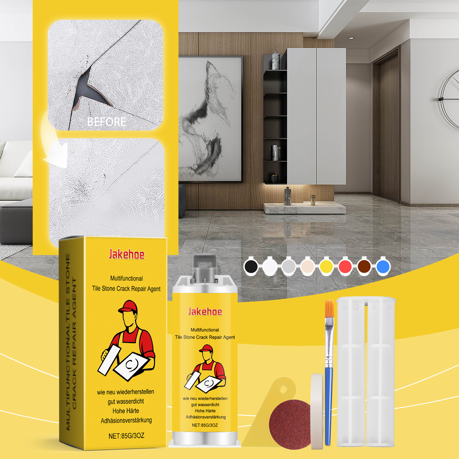Ceramic Tile Floor - Multifunctional Tile Stone Crack Repair Kit