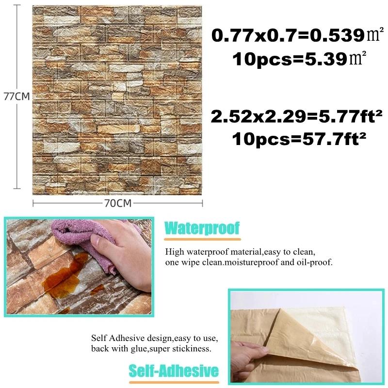 10PCS Self Adhesive 3D Brick W – Pvc Panel Background recenzja i cena